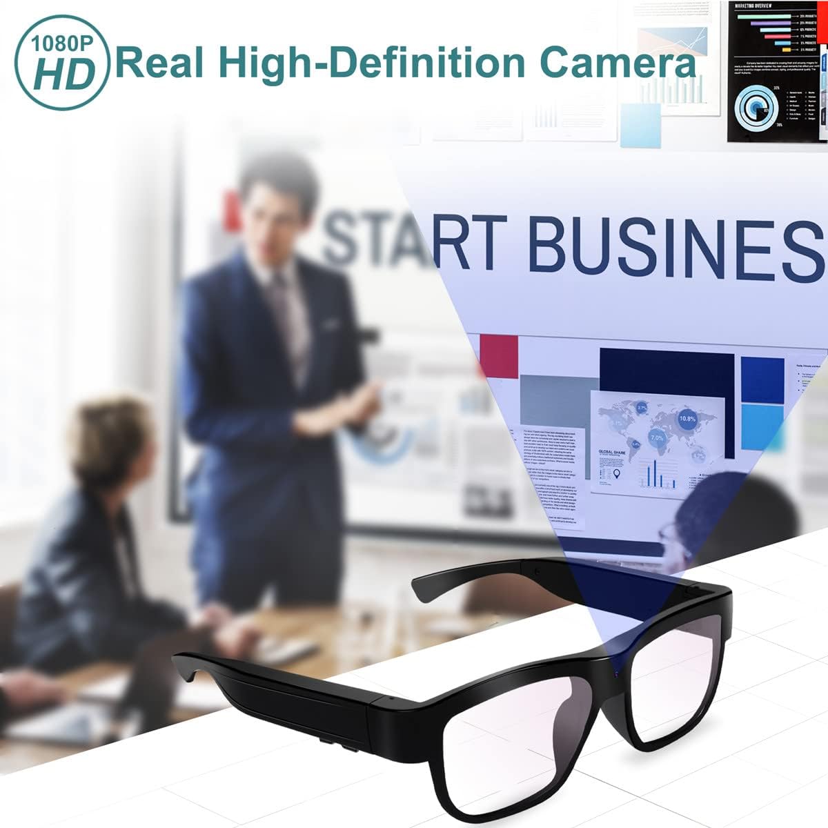 Lentes con cámara, gafas de vídeo, gafas inteligentes HD