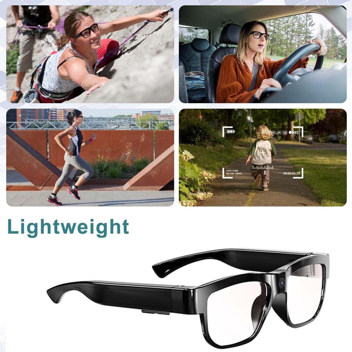 Lentes con cámara, gafas de vídeo, gafas inteligentes HD